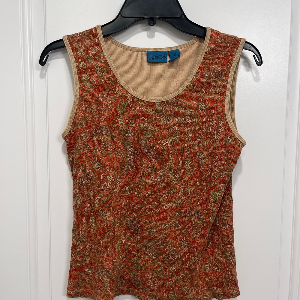 BE COOL Fitted Tank Top Brown and Orange